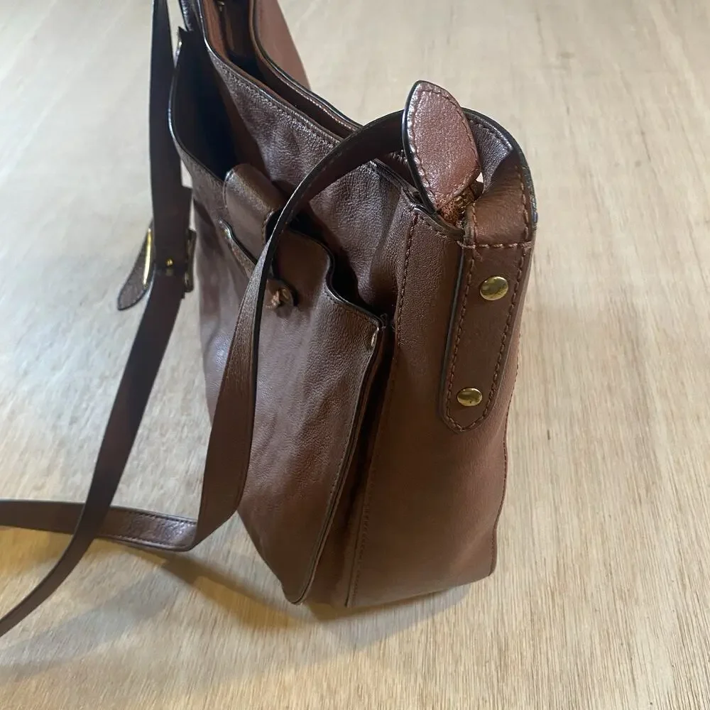 FRYE Olivia Large Leather Crossbody Shoulder Bag in Cognac-Originally $378